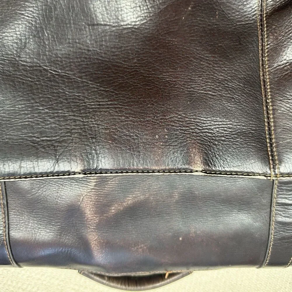 Samsonite Leather Briefcase Laptop Messenger Bag Dark Brown Shoulder Strap